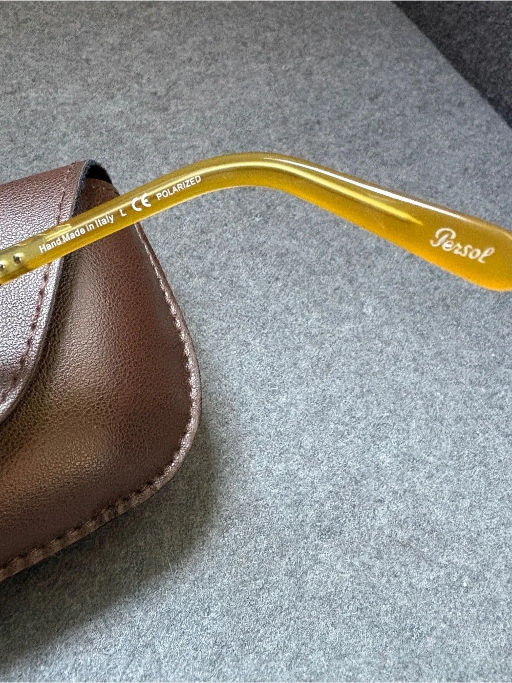 Persol Yellow Frame Sunglasses with Blue Lenses